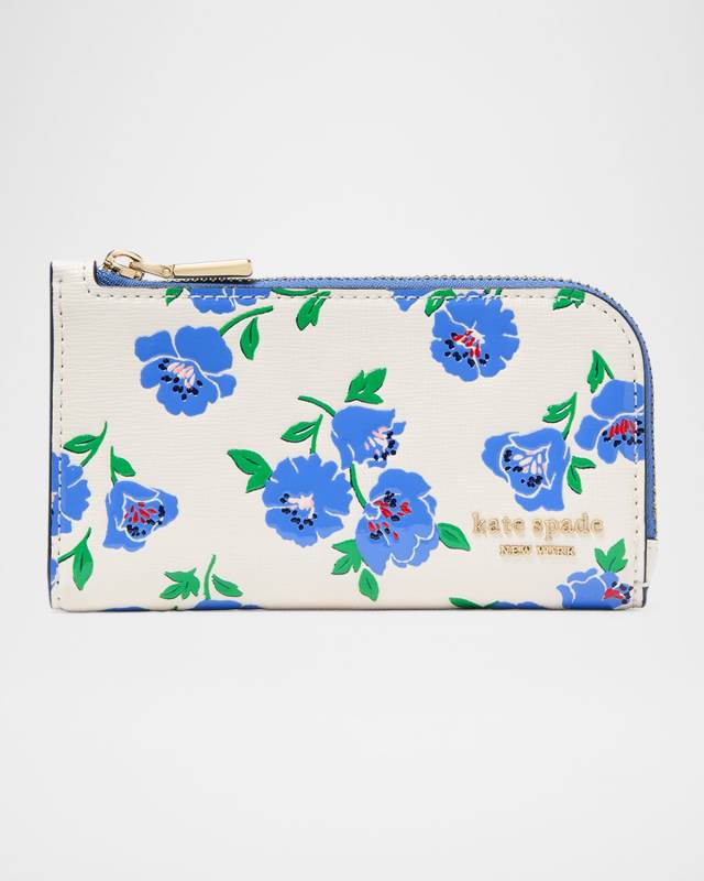 devin small springtime blooms leather bifold wallet